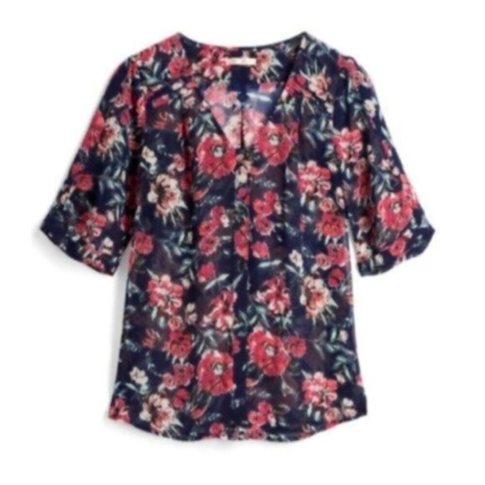 Skies Are Blue Mayven‎ V-neck Blouse L Sheer